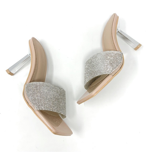 NEW $78 Nasty Gal Truffle Collection Diamonte Rhinestone Square Toe Mules 5.5 - Picture 7 of 11
